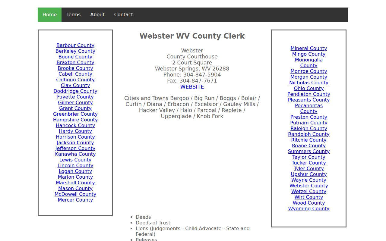 Webster County former property owners in the indexed deed-record portal